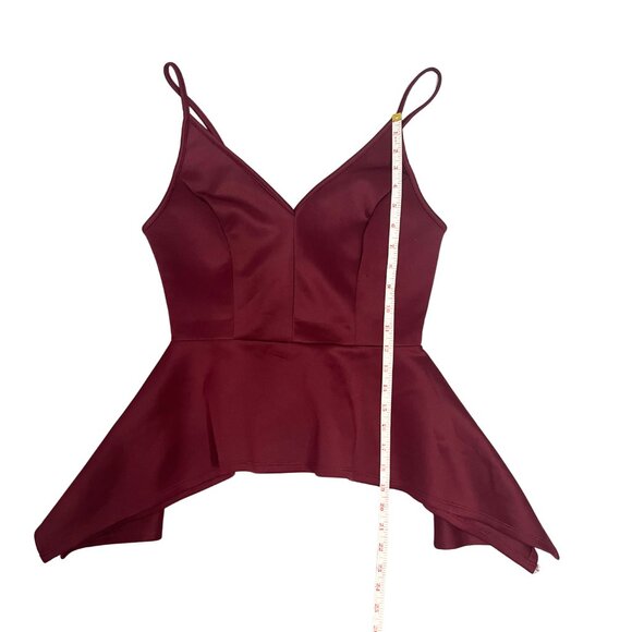 Love J Women's Burgundy Peplum Tank Sz M Asymmetrical Hem Date Night Y2K Chic - Picture 8 of 10